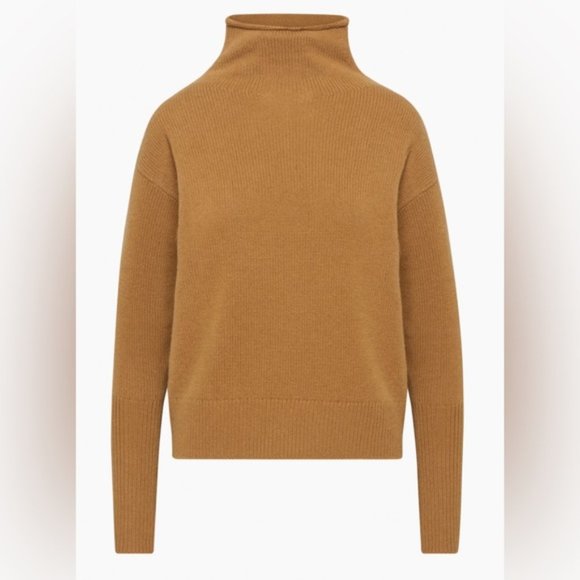 Aritzia Wilfred Luxe Cashmere Cyprie mock neck Sweater in rich chestnut large - Picture 6 of 14